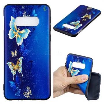 Golden Butterflies 3D Embossed Relief Black Soft Back Cover for Samsung Galaxy S10e(5.8 inch)