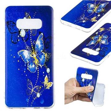 Gold and Blue Butterfly Super Clear Soft TPU Back Cover for Samsung Galaxy S10e(5.8 inch)