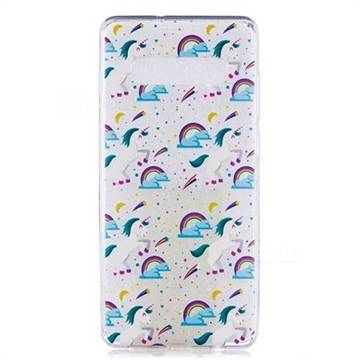 Rainbow Running Unicorn Super Clear Soft TPU Back Cover for Samsung Galaxy S10e(5.8 inch)