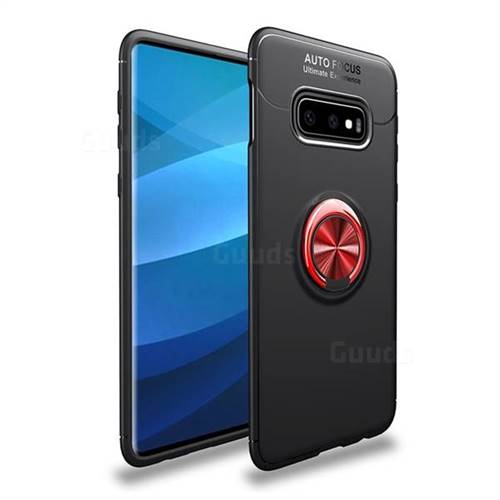 Auto Focus Invisible Ring Holder Soft Phone Case for Samsung Galaxy S10e(5.8 inch) - Black Red