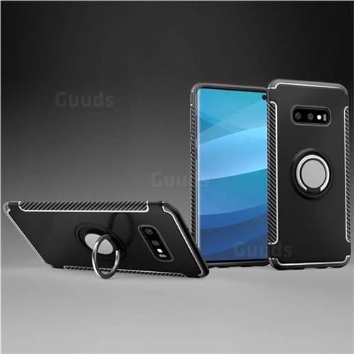 Armor Anti Drop Carbon PC + Silicon Invisible Ring Holder Phone Case for Samsung Galaxy S10e (5.8 inch) - Black