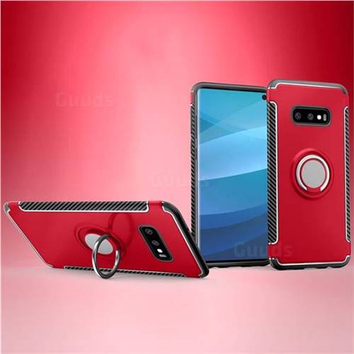 Armor Anti Drop Carbon PC + Silicon Invisible Ring Holder Phone Case for Samsung Galaxy S10e (5.8 inch) - Red