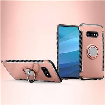 Armor Anti Drop Carbon PC + Silicon Invisible Ring Holder Phone Case for Samsung Galaxy S10e (5.8 inch) - Rose Gold