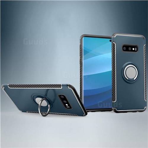 Armor Anti Drop Carbon PC + Silicon Invisible Ring Holder Phone Case for Samsung Galaxy S10e (5.8 inch) - Navy
