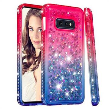 Diamond Frame Liquid Glitter Quicksand Sequins Phone Case for Samsung Galaxy S10e (5.8 inch) - Pink Blue