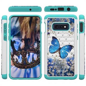 Flower Butterfly Studded Rhinestone Bling Diamond Shock Absorbing Hybrid Defender Rugged Phone Case Cover for Samsung Galaxy S10e (5.8 inch)