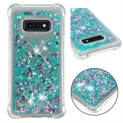 Dynamic Liquid Glitter Sand Quicksand TPU Case for Samsung Galaxy S10e (5.8 inch) - Green Love Heart