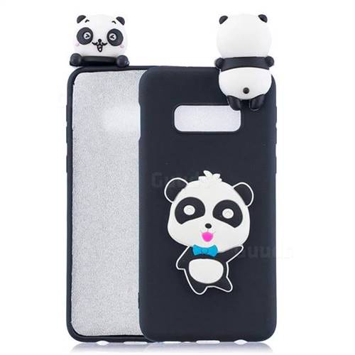 Blue Bow Panda Soft 3D Climbing Doll Soft Case for Samsung Galaxy S10e (5.8 inch)