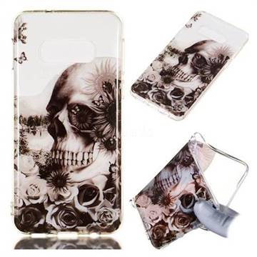 Black Flower Skull Super Clear Soft TPU Back Cover for Samsung Galaxy S10e (5.8 inch)