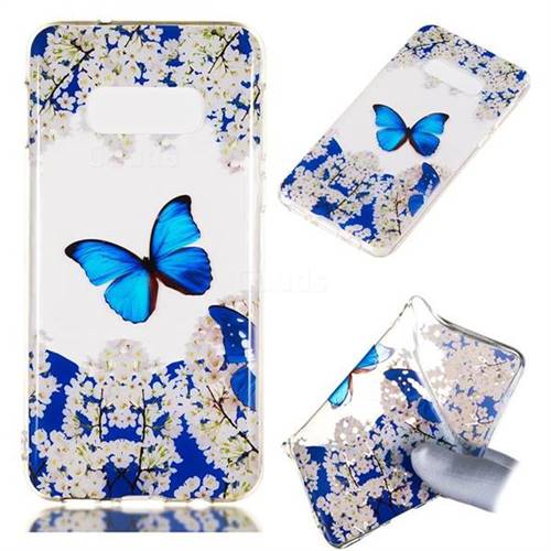 Blue Butterfly Flower Super Clear Soft TPU Back Cover for Samsung Galaxy S10e (5.8 inch)