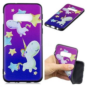 Pony 3D Embossed Relief Black TPU Cell Phone Back Cover for Samsung Galaxy S10e (5.8 inch)