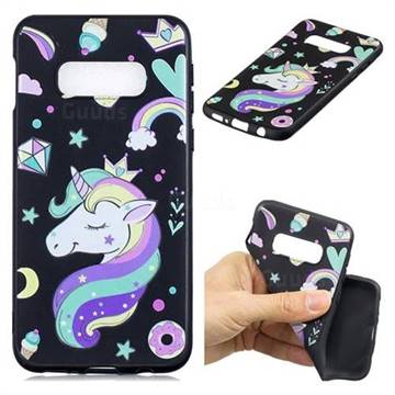 Candy Unicorn 3D Embossed Relief Black TPU Cell Phone Back Cover for Samsung Galaxy S10e (5.8 inch)