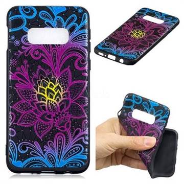 Colorful Lace 3D Embossed Relief Black TPU Cell Phone Back Cover for Samsung Galaxy S10e (5.8 inch)