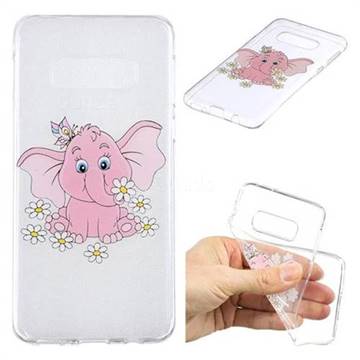 Tiny Pink Elephant Clear Varnish Soft Phone Back Cover for Samsung Galaxy S10e (5.8 inch)
