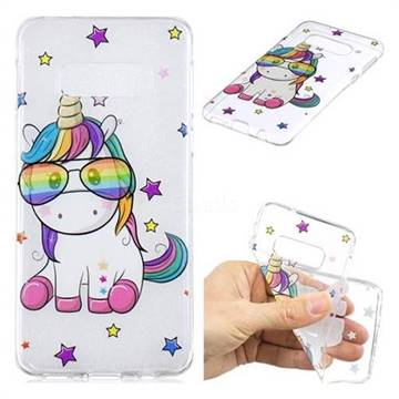 Glasses Unicorn Clear Varnish Soft Phone Back Cover for Samsung Galaxy S10e (5.8 inch)