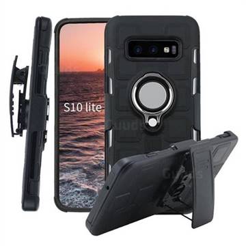 3 in 1 PC + Silicone Leather Phone Case for Samsung Galaxy S10e (5.8 inch) - Black