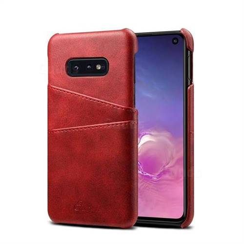 Suteni Retro Classic Card Slots Calf Leather Coated Back Cover for Samsung Galaxy S10e (5.8 inch) - Red