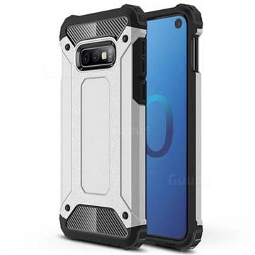 King Kong Armor Premium Shockproof Dual Layer Rugged Hard Cover for Samsung Galaxy S10e (5.8 inch) - Technology Silver