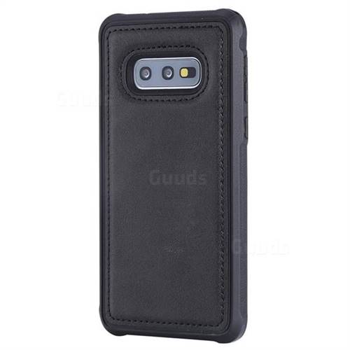 Luxury Shatter-resistant Leather Coated Phone Back Cover for Samsung Galaxy S10e (5.8 inch) - Black