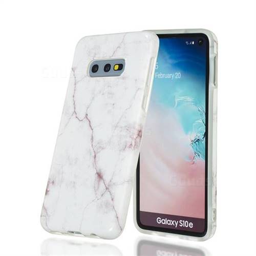 White Smooth Marble Clear Bumper Glossy Rubber Silicone Phone Case for Samsung Galaxy S10e (5.8 inch)