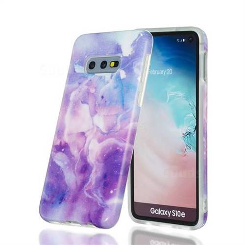 Dream Purple Marble Clear Bumper Glossy Rubber Silicone Phone Case for Samsung Galaxy S10e (5.8 inch)