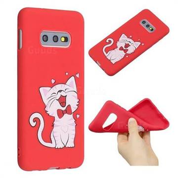 Happy Bow Cat Anti-fall Frosted Relief Soft TPU Back Cover for Samsung Galaxy S10e (5.8 inch)