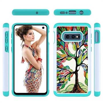 Multicolored Tree Shock Absorbing Hybrid Defender Rugged Phone Case Cover for Samsung Galaxy S10e (5.8 inch)