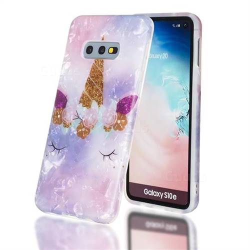 Unicorn Girl Shell Pattern Clear Bumper Glossy Rubber Silicone Phone Case for Samsung Galaxy S10e (5.8 inch)