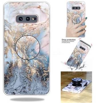 Golden Gray Marble Pop Stand Holder Varnish Phone Cover for Samsung Galaxy S10e (5.8 inch)