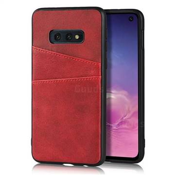 Simple Calf Card Slots Mobile Phone Back Cover for Samsung Galaxy S10e (5.8 inch) - Red
