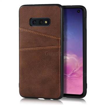 Simple Calf Card Slots Mobile Phone Back Cover for Samsung Galaxy S10e (5.8 inch) - Coffee