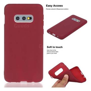 Soft Matte Silicone Phone Cover for Samsung Galaxy S10e (5.8 inch) - Wine Red