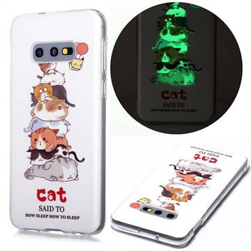 Cute Cat Noctilucent Soft TPU Back Cover for Samsung Galaxy S10e (5.8 inch)