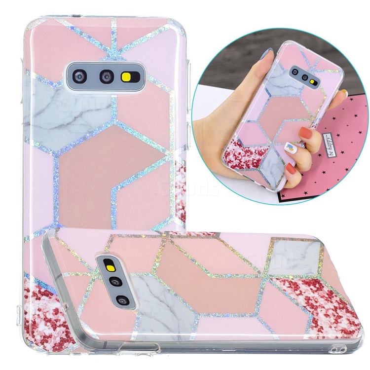 Pink Marble Painted Galvanized Electroplating Soft Phone Case Cover for Samsung Galaxy S10e (5.8 inch)