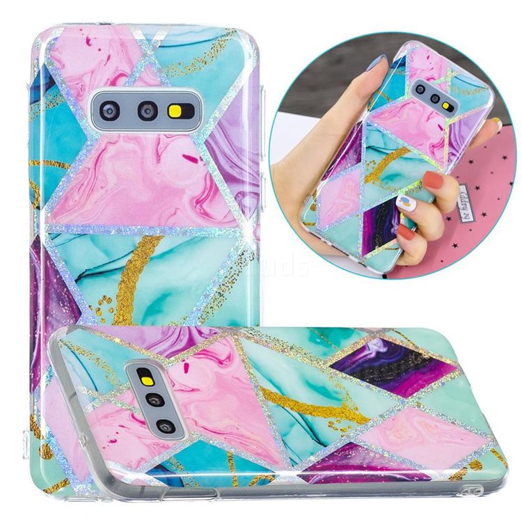 Triangular Marble Painted Galvanized Electroplating Soft Phone Case Cover for Samsung Galaxy S10e (5.8 inch)