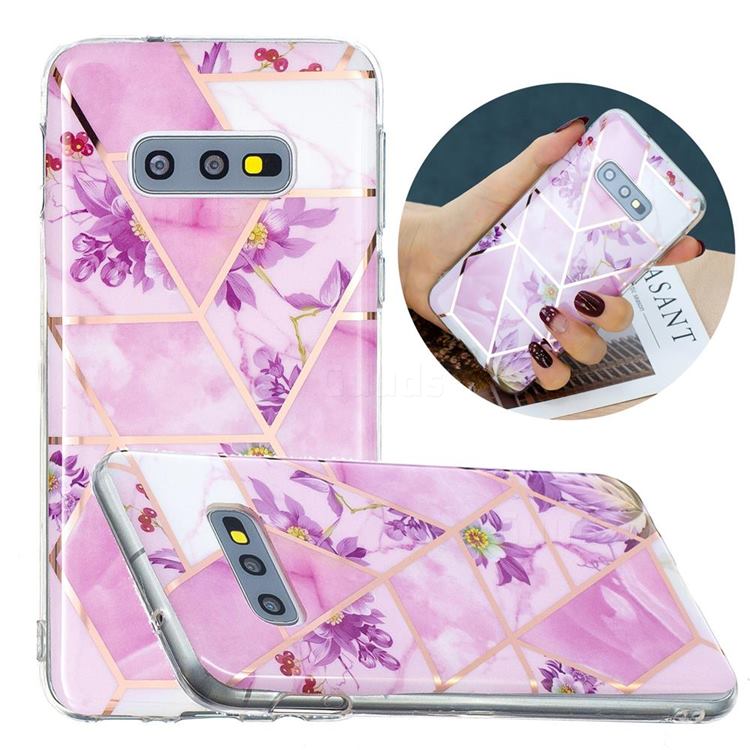 Purple Flower Painted Marble Electroplating Protective Case for Samsung Galaxy S10e (5.8 inch)