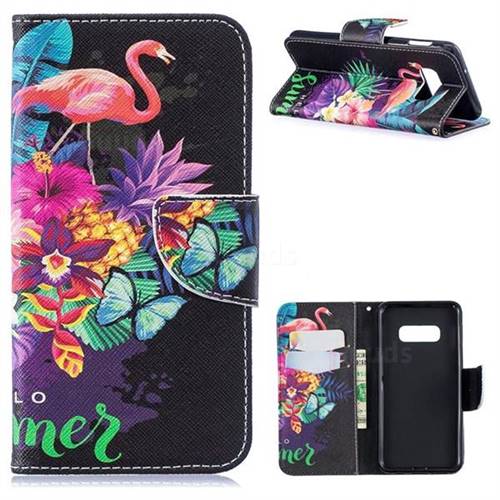 Flowers Flamingos Leather Wallet Case for Samsung Galaxy S10e(5.8 inch)