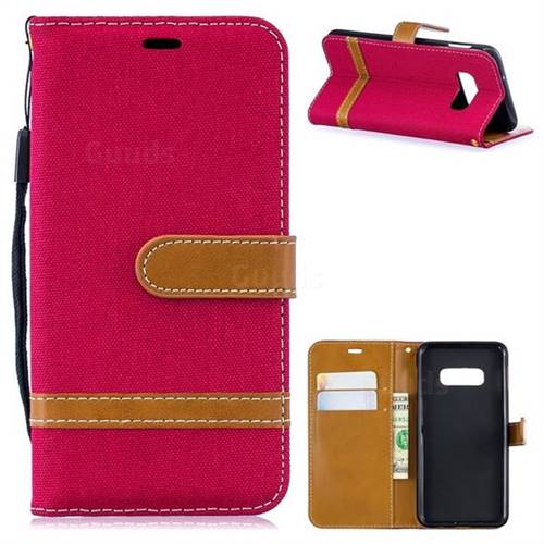 Jeans Cowboy Denim Leather Wallet Case for Samsung Galaxy S10e(5.8 inch) - Red