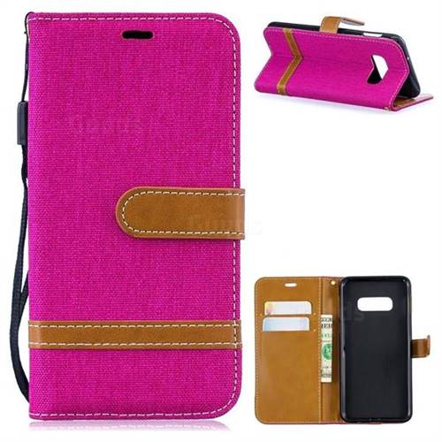 Jeans Cowboy Denim Leather Wallet Case for Samsung Galaxy S10e(5.8 inch) - Rose