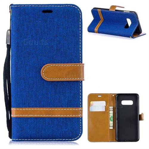 Jeans Cowboy Denim Leather Wallet Case for Samsung Galaxy S10e(5.8 inch) - Sapphire