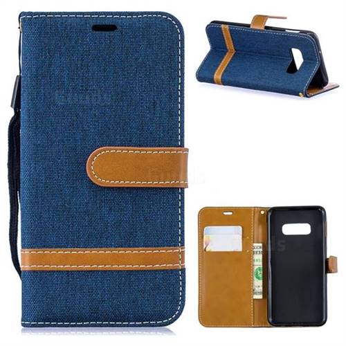 Jeans Cowboy Denim Leather Wallet Case for Samsung Galaxy S10e(5.8 inch) - Dark Blue