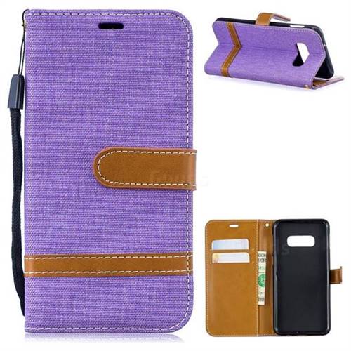Jeans Cowboy Denim Leather Wallet Case for Samsung Galaxy S10e(5.8 inch) - Purple