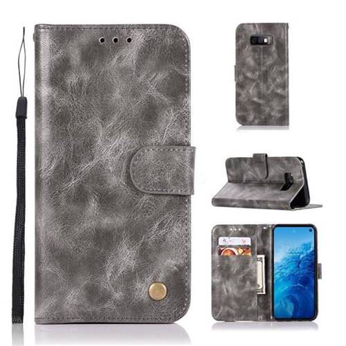 Luxury Retro Leather Wallet Case for Samsung Galaxy S10e(5.8 inch) - Gray