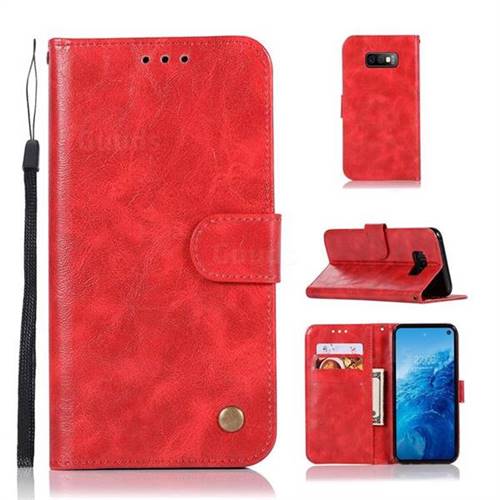 Luxury Retro Leather Wallet Case for Samsung Galaxy S10e(5.8 inch) - Red