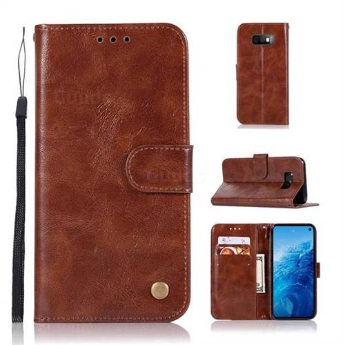 Luxury Retro Leather Wallet Case for Samsung Galaxy S10e(5.8 inch) - Brown