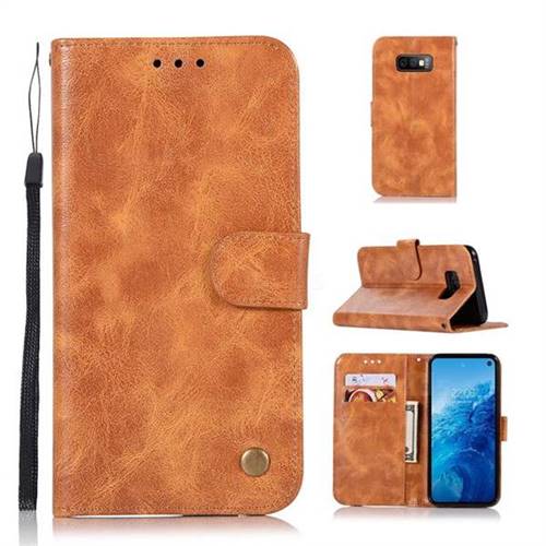 Luxury Retro Leather Wallet Case for Samsung Galaxy S10e(5.8 inch) - Golden