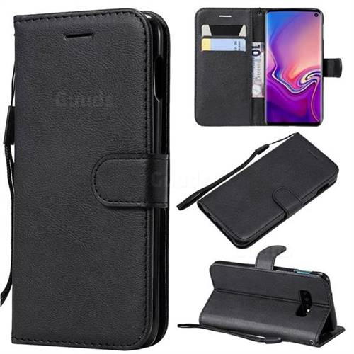 Retro Greek Classic Smooth PU Leather Wallet Phone Case for Samsung Galaxy S10e(5.8 inch) - Black