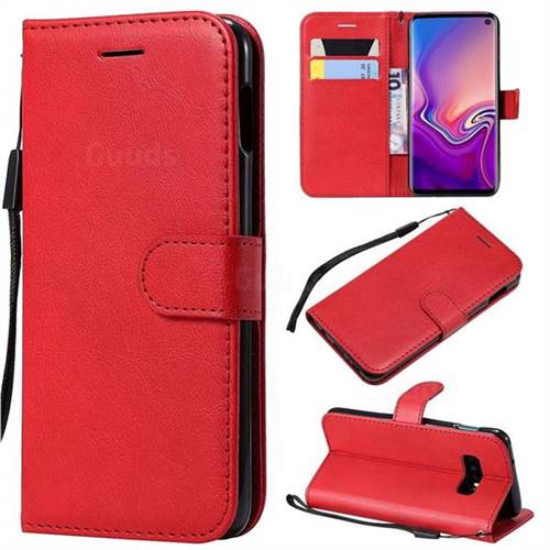 Retro Greek Classic Smooth PU Leather Wallet Phone Case for Samsung Galaxy S10e(5.8 inch) - Red