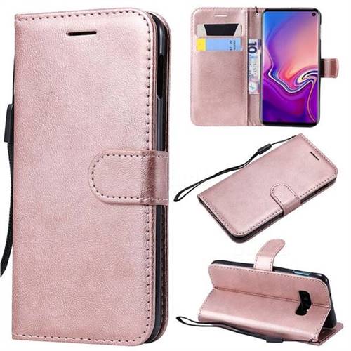 Retro Greek Classic Smooth PU Leather Wallet Phone Case for Samsung Galaxy S10e(5.8 inch) - Rose Gold