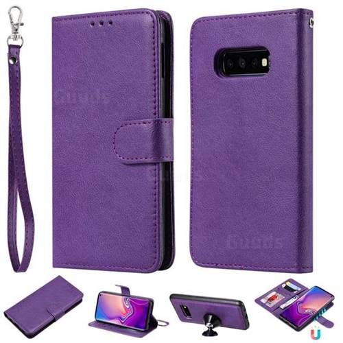 Retro Greek Detachable Magnetic PU Leather Wallet Phone Case for Samsung Galaxy S10e(5.8 inch) - Purple